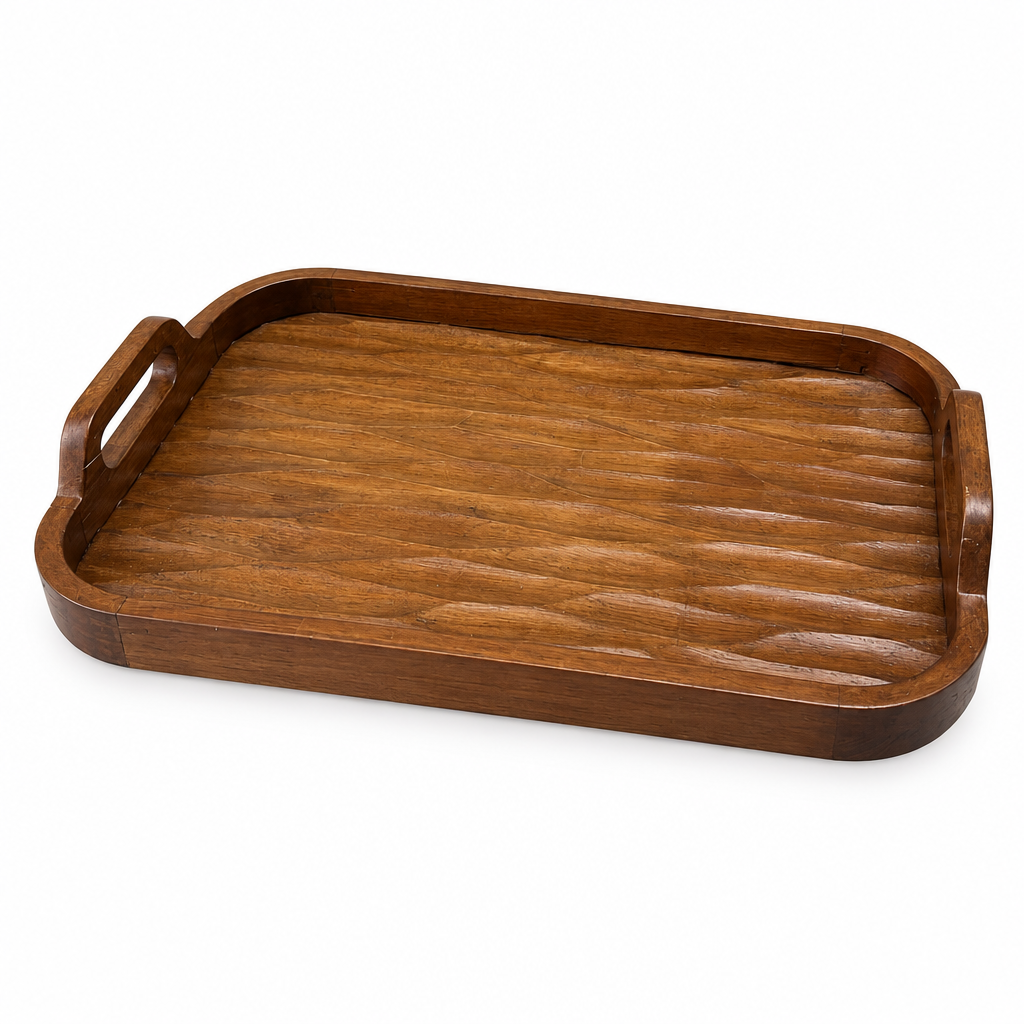Luhpar Rectangular Wooden Serving Tray with Handles – 40×26cm