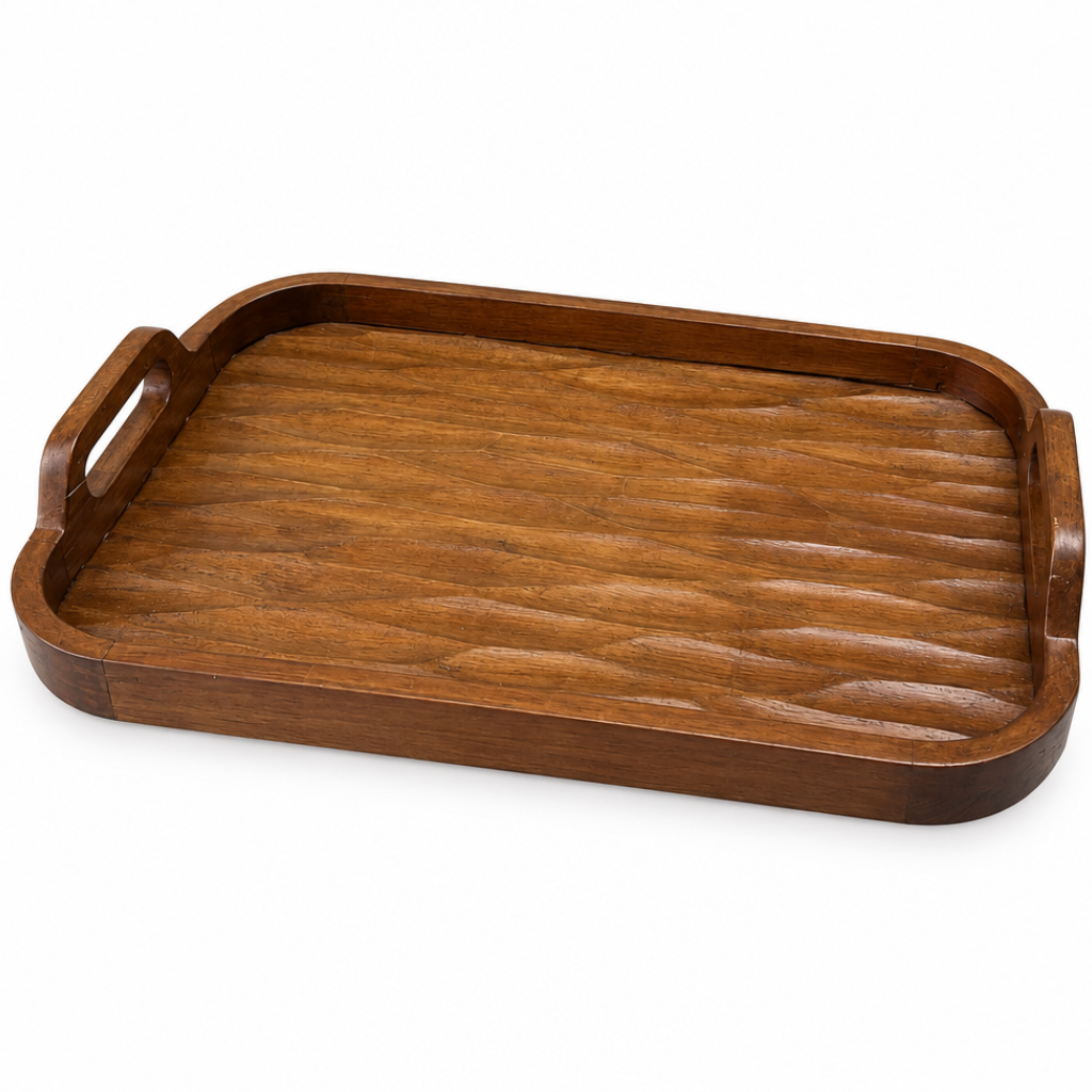 Luhpar Rectangular Wooden Serving Tray with Handles – 45×30cm