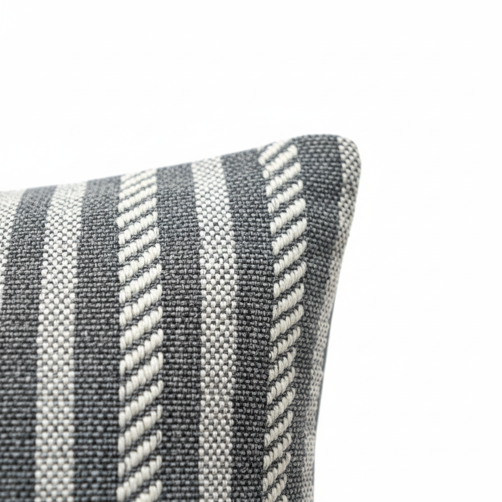 Striped Cushion  Grey & Cream - 40cm