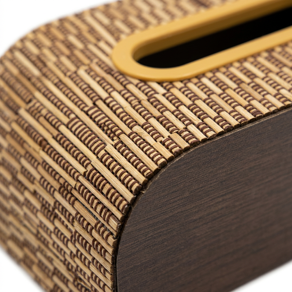 Wooden Tissue Box with Patterned Finish - 20×12cm