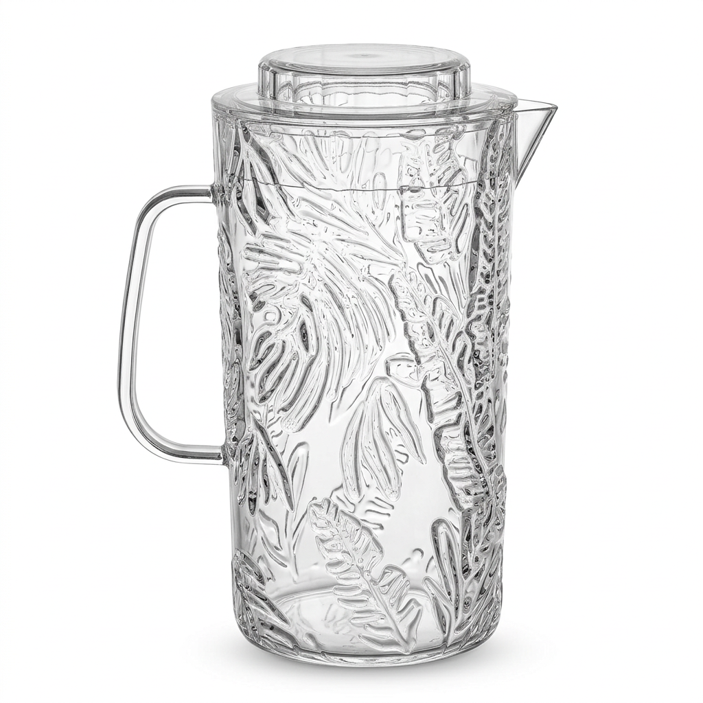 Acrylic Water Jug with Lid & Leaf Design – 2.5 Litres