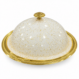 Koozie Metal Serving Tray with Acrylic Lid Gold & White  – 48×20cm