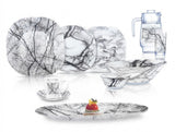 Luminarc Marble White 46-Piece Dinner Set - Tempered Glass Dinnerware Collection