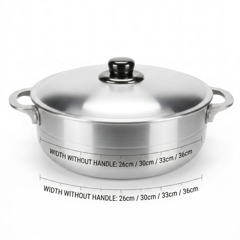 Aluminium Cooking Pot with Lid – 26/30/33/36 cm | Dual Handle Caldero