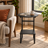 Wooden and Metal 2-Tier Side Table - 55×40cm