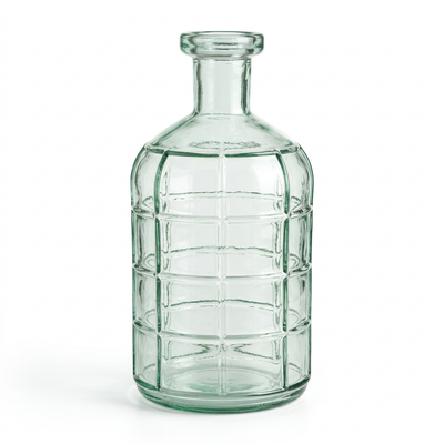 Glass Flower Vase with Grid Pattern – 28cm