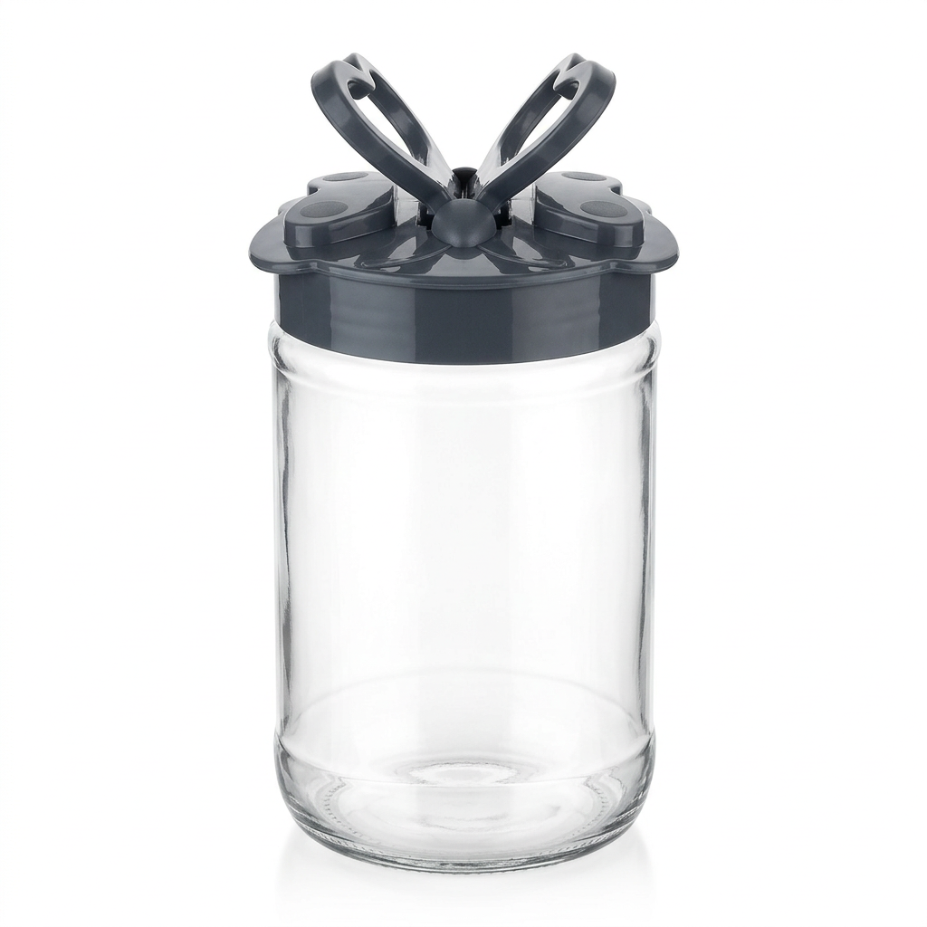 Titiz Glass Jar with Plastic Lid Dark Grey – 680ml