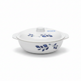 Henlee White & Blue Melamine Bowl with Lid - 10 Inch