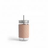 Glass Bottle with Straw Beige - 410ml