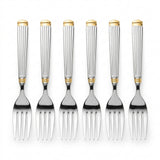 Stainless Steel Fork Set of 6 – 15cm Silver & Gold Accent