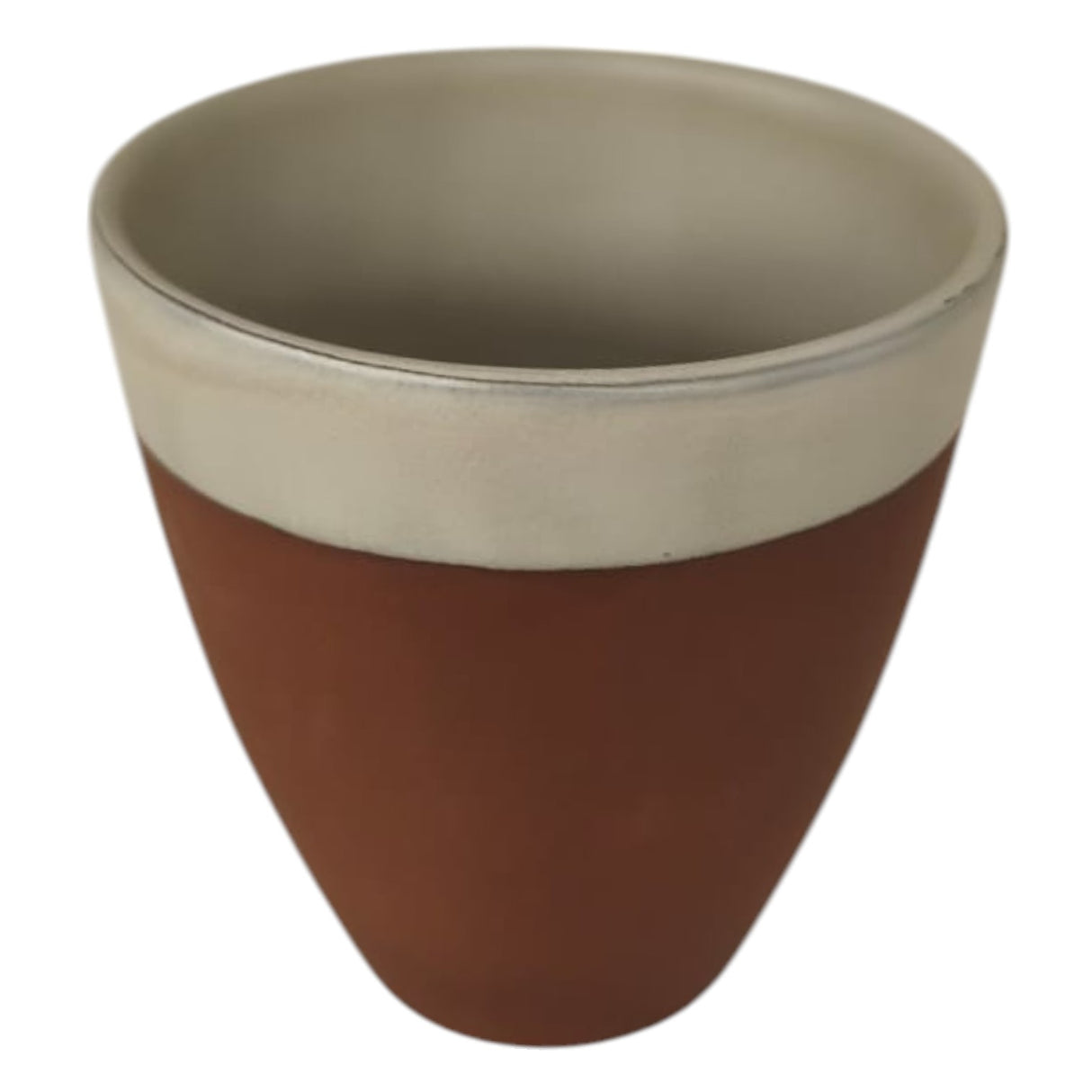 Maria Terracotta Clay Tea Coffee Cup-8cmX9cm-FloralWhite&Clay