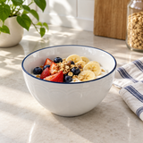 Luhpar Ceramic Soup Bowl White with Blue Rim - 610ml