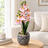 Artificial Orchid Flower Plant with Ceramic Pot Light Pink – 40cm