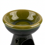 Ceramic Oil Burner Olive Green & Black - 12×12cm