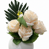 Artificial Flower Plant Cream with White Plastic Pot - 30cm
