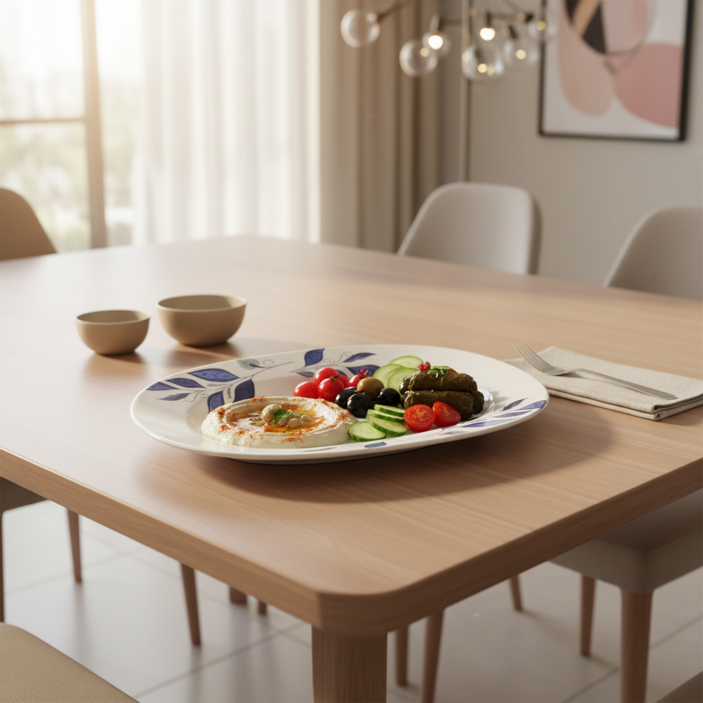 Henlee White & Blue Melamine Oval Plate - 14 Inch