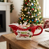 Ceramic Christmas Candy Boat with Handle - 19×10cm