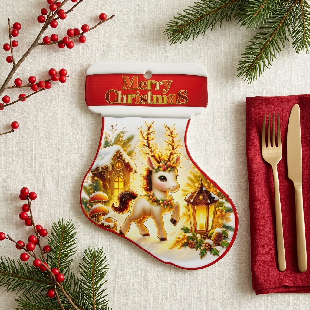 Ceramic-Coated Christmas Stocking Coaster - 24cm