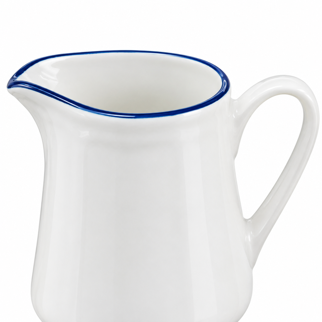 Luhpar Ceramic Creamer Jug White with Blue Rim - 300ml