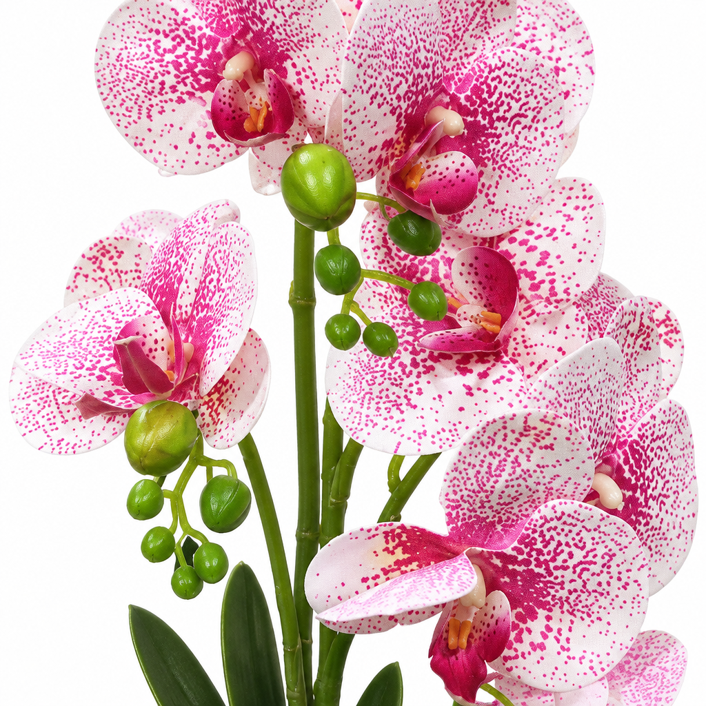 Artificial Orchid Flower Plant with Ceramic Pot Pink & White - 40cm