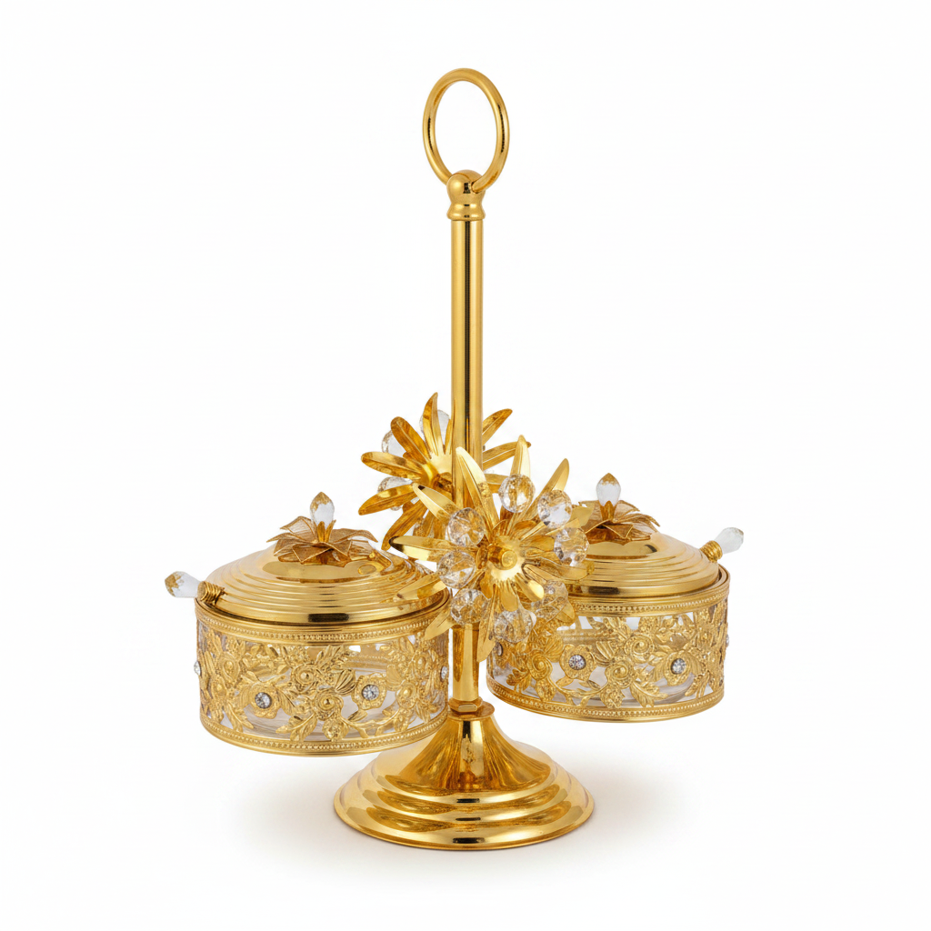 Future Star Metal & Glass Sugar Pot Set Gold - 20×30cm