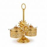 Future Star Metal & Glass Sugar Pot Set Gold - 20×30cm