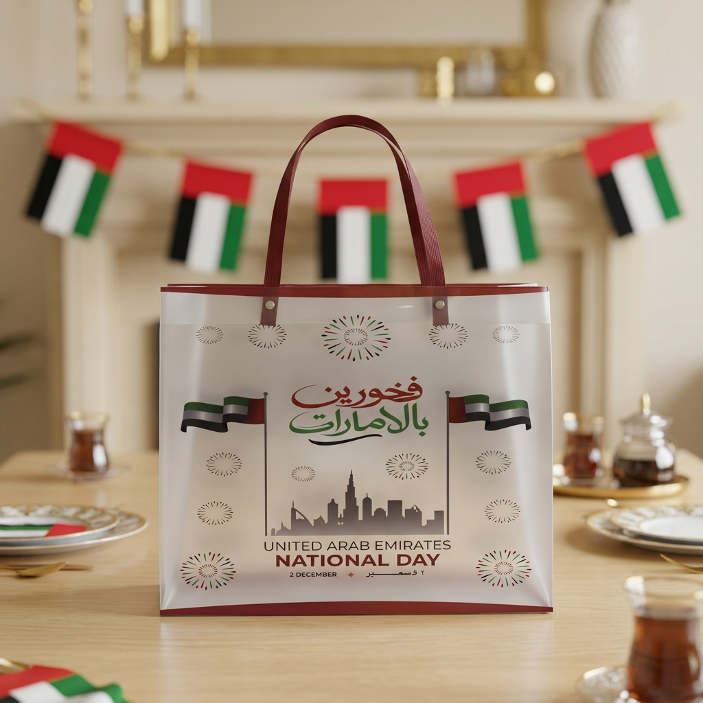 UAE National Day Plastic Gift Bag with Handles - 25×32cm