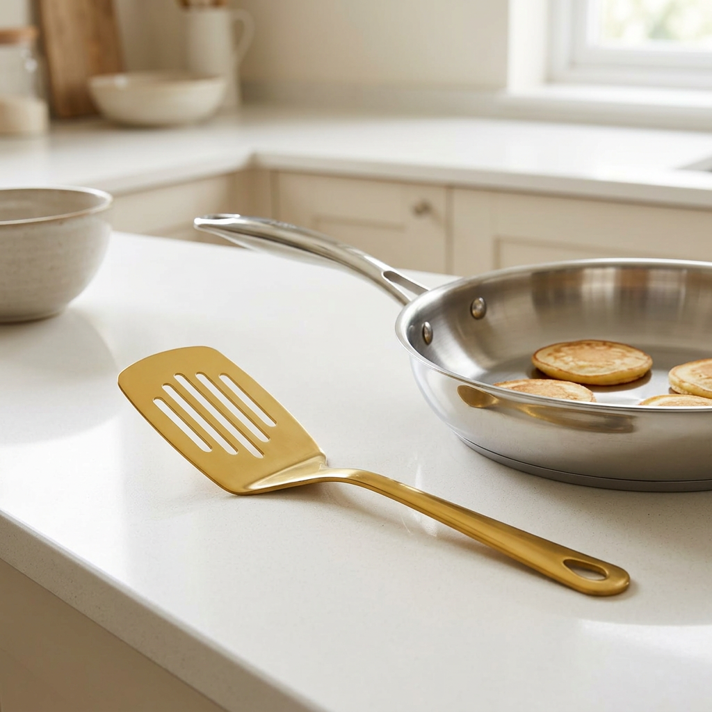 Stainless Steel Slotted Turner Gold - 25cm