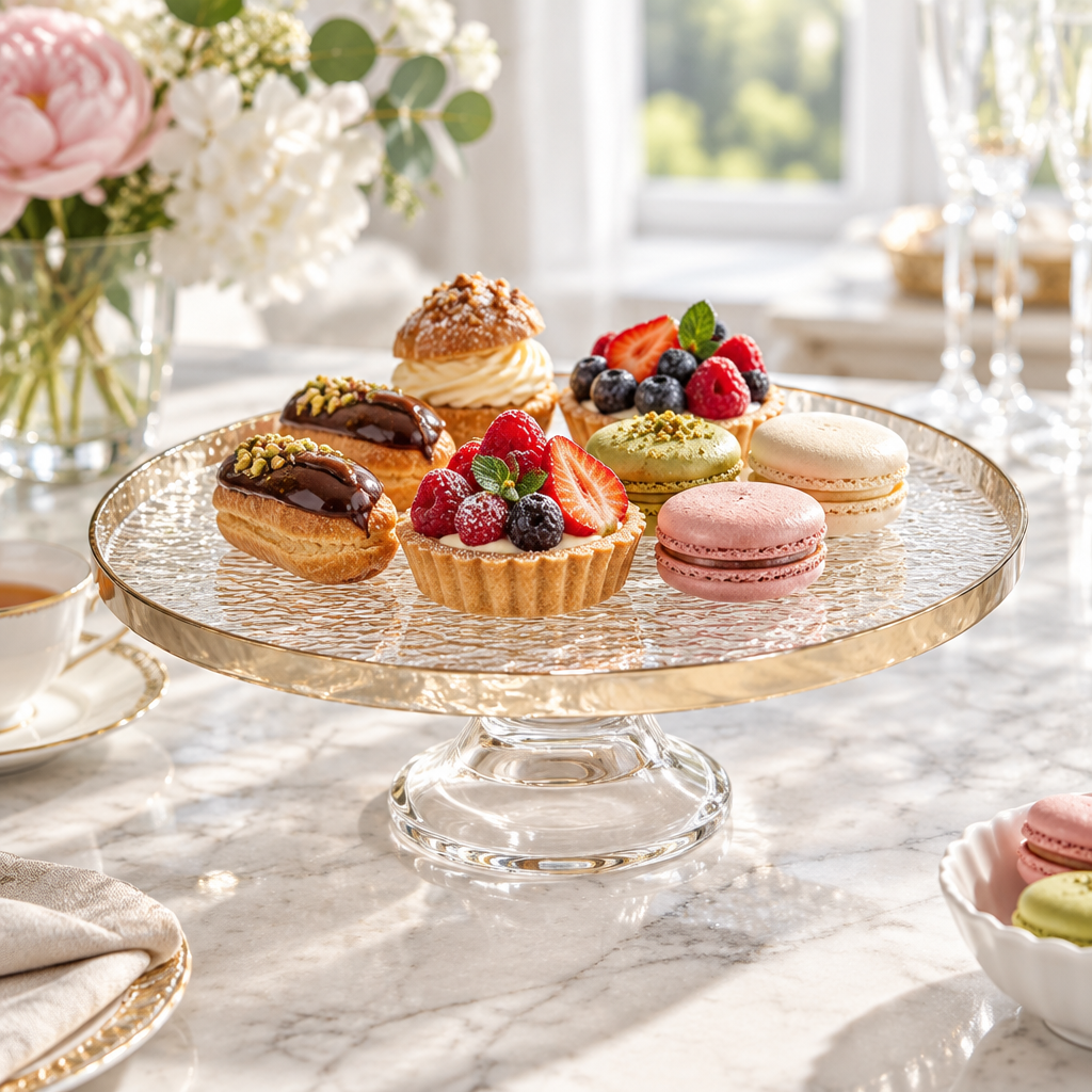 Danny Home Glass Footed Cake Plate - 27cm