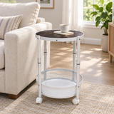 Metal & Wooedn 2-Tier Rolling Coffee Table - 50×35cm