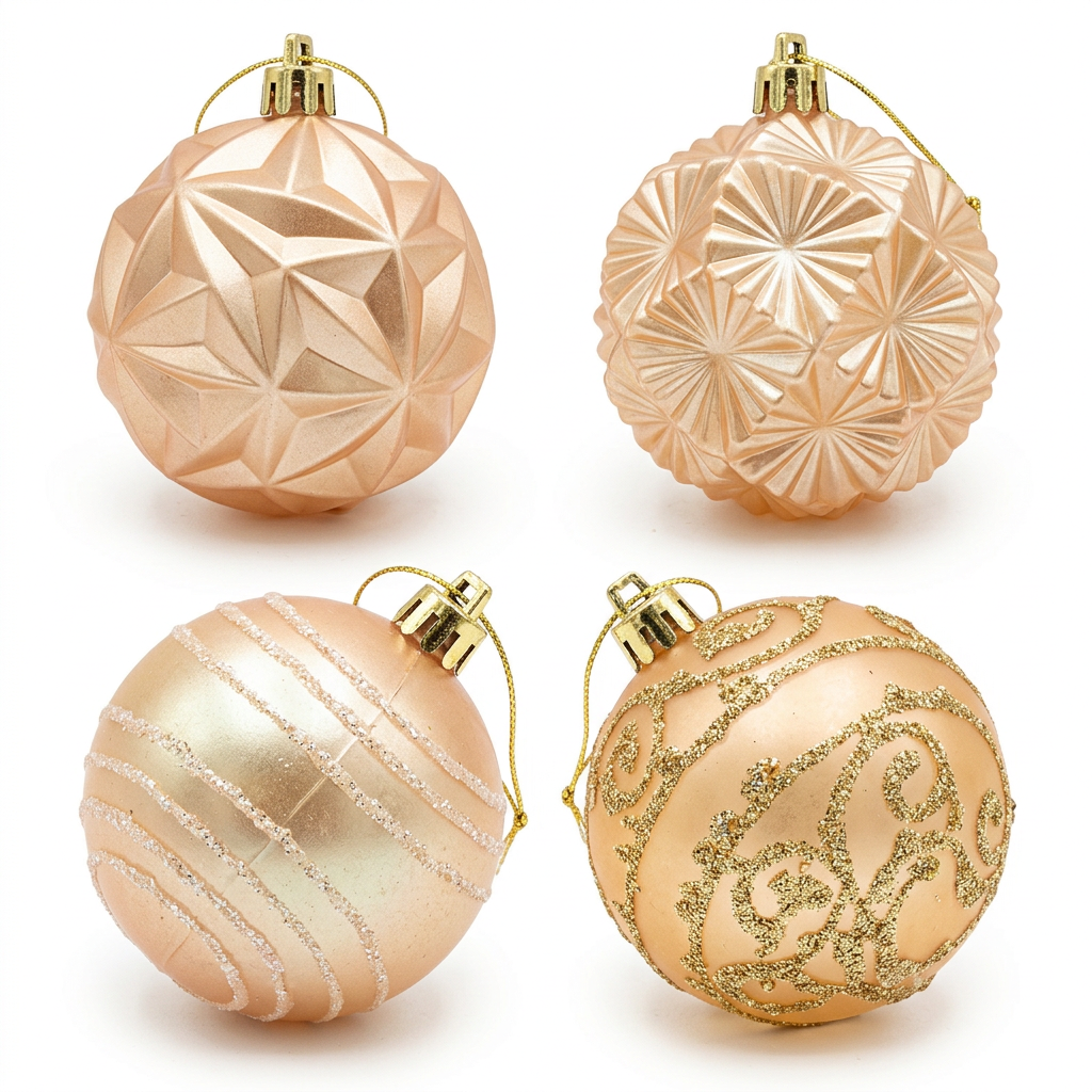 Plastic Christmas Décor Balls 16-Piece Set Champagne gold - 6cm