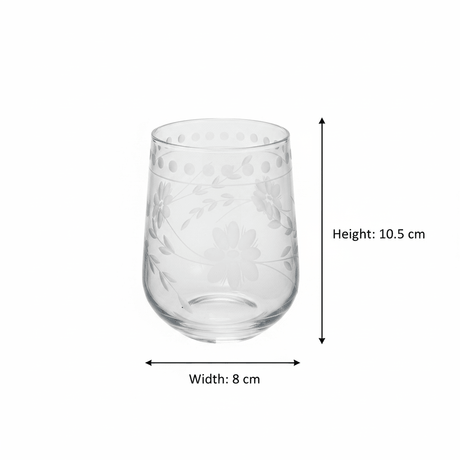 6PCS Clear Etched Floral Glass Tumbler Set – 10.5×8 cm - Al Kabayel Discount Centre6PCS Clear Etched Floral Glass Tumbler Set – 10.5×8 cmDrinkware SetsAKDCAl Kabayel Discount Centre
