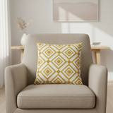 Tufted Geometric Cushion  Mustard Gold & White - 40cm
