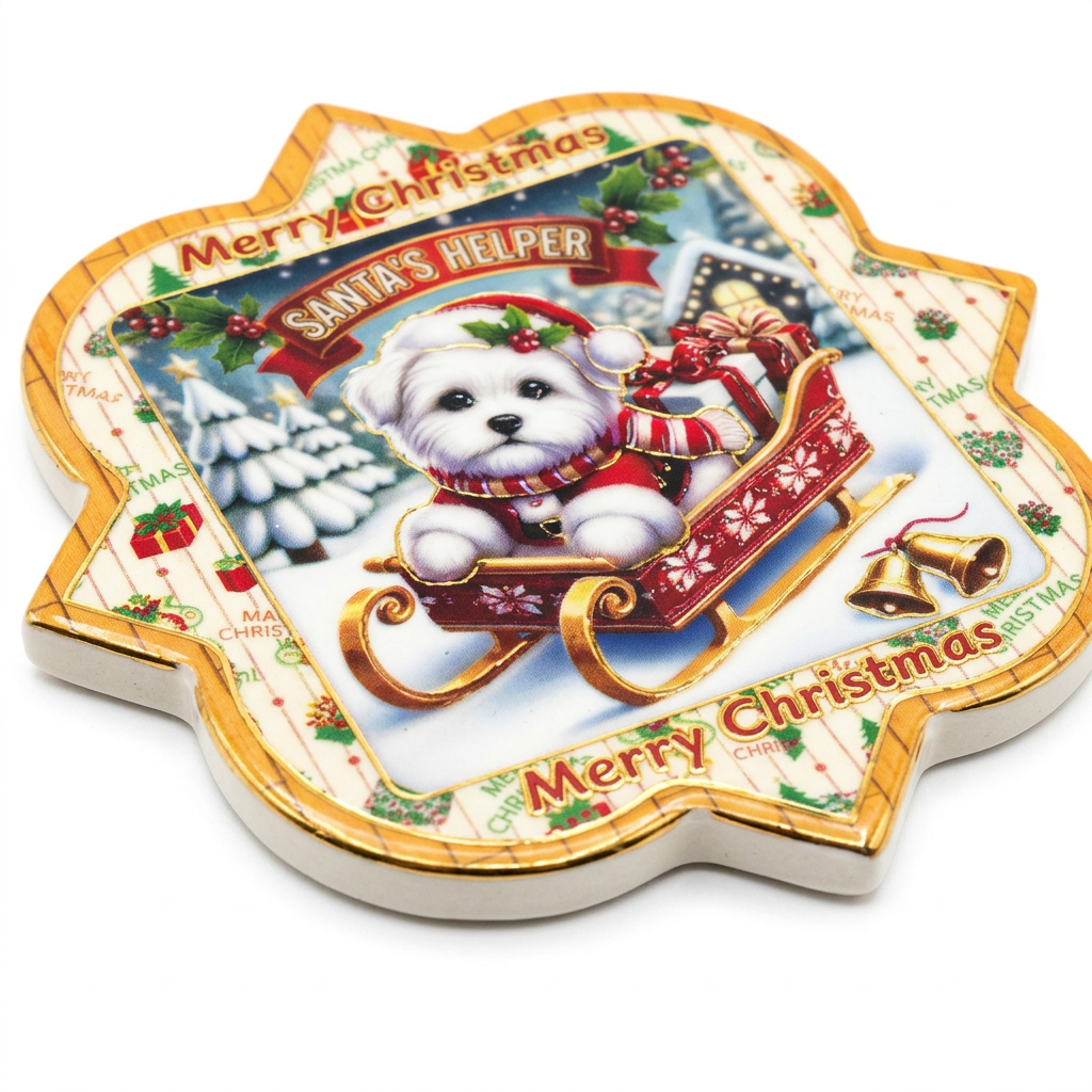 Ceramic-Coated Christmas Coaster - 11cm