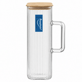 Happysmile Ribbed Glass Jug with Wooden Lid - 1 Litre