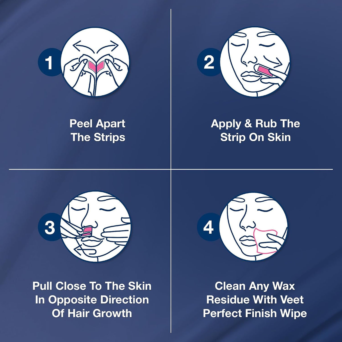 Veet Professional Hair Removal Easy-Gel Face Wax Strips - 20 Wax Strips