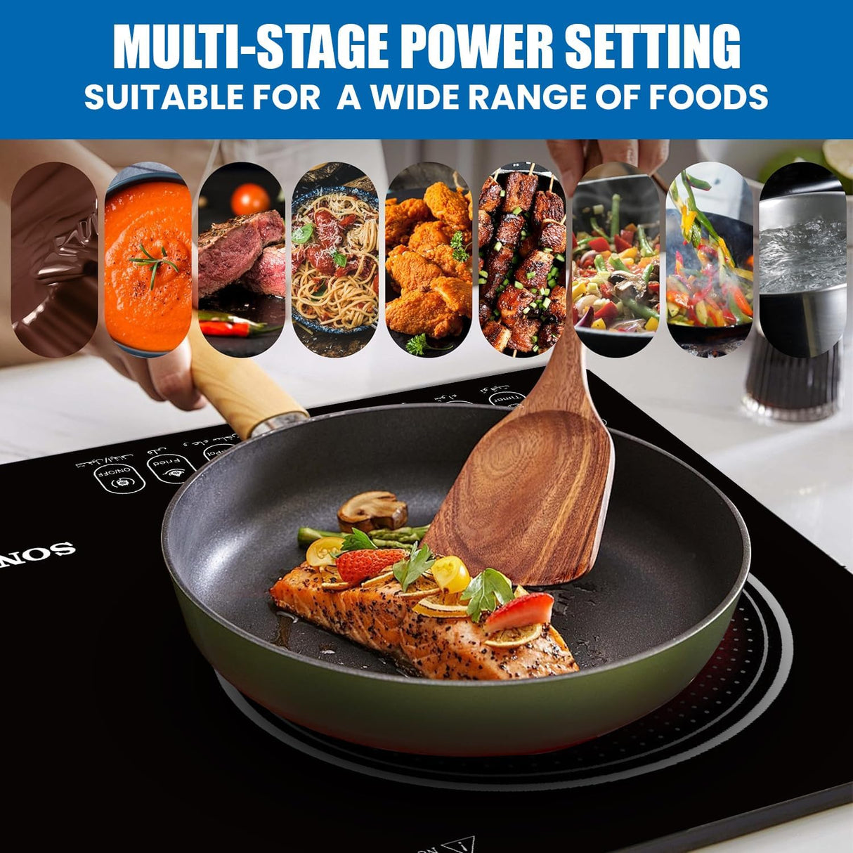 Sonashi Double Burner Infrared Cooker - 4 Digit LED Display | Multi-Stage Power Settings with Knob Control and Touch Control | Portable and Compact Infrared Cooker SIS-017C Black