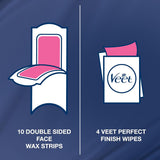 Veet Professional Hair Removal Easy-Gel Legs & Body Wax Strips - 20 Strips