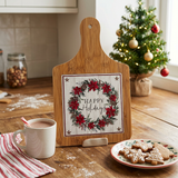 Christmas Bamboo Serving Board with Handle - 32×29cm