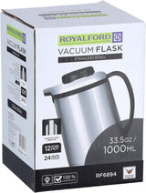 Royalford Stainless Steel Vacuum Flask, 1 Litres, Silver and Black