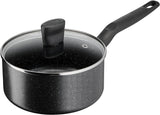 Tefal Dark Stone 9 pc set Non-stick Cooking Set, Safe coating Cookware, Heat indicator, Ergonomic handles, Glass lid