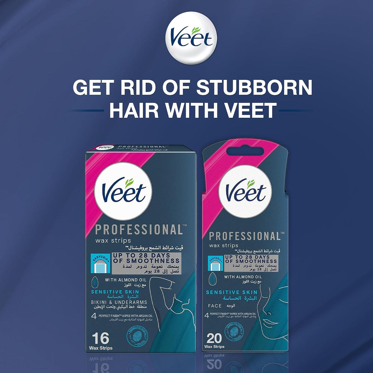 Veet Professional Hair Removal Easy-Gel Face Wax Strips - 20 Wax Strips