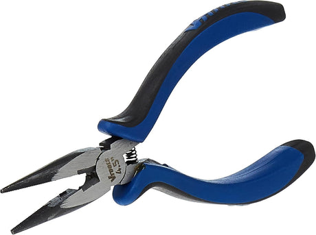 Vtools Mini Long Nose Pliers Carbon Steel 4.5 Inches Anti-Slip Handle, Black/Blue Polished, VT2148