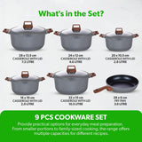Royalford Mr. Chef 9-Piece Marble-Coated Die-Cast Aluminium Cookware Set – Grey, RF13259