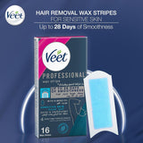 Veet Professional Hair Removal Easy-Gel Bikini & Underarms Wax Strips - 16 Wax Strips