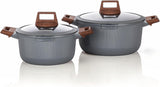 Royalford Mr. Chef 9-Piece Marble-Coated Die-Cast Aluminium Cookware Set – Grey, RF13259