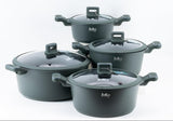 Julia Cookware Set 8-Piece – Green Finish - Non-Stick Durable Casserole Pots with Glass Lids for Everyday Cooking