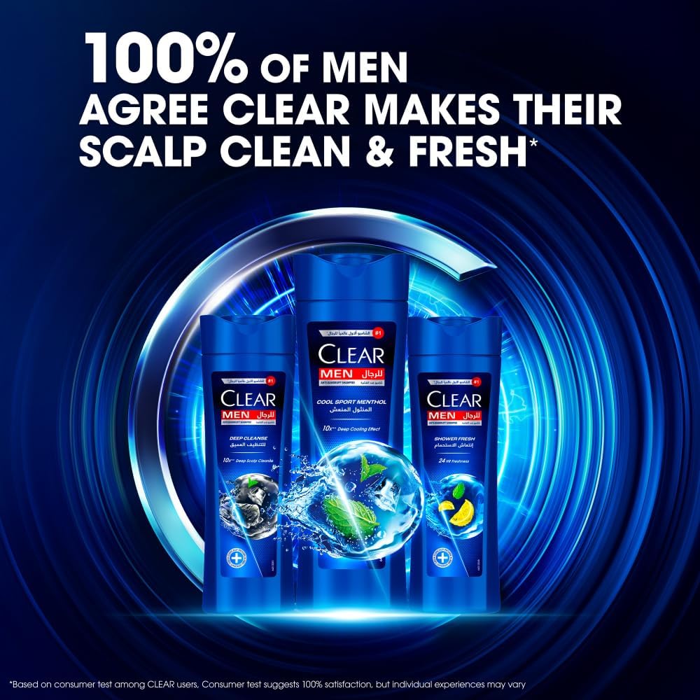 Clear Cool Sport Menthol Shampoo for men, anti-dandruff 190 ml