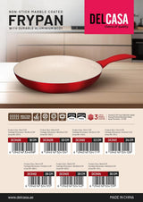 Delcasa DC3409 Non Stick Frypan, 20 cm Size, Off White/Red