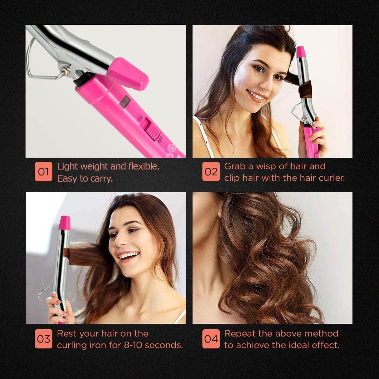 Sonashi Hair Curler with PTC Heater, Maximum Heat Up Temperature 200°, For Smooth Curls With Advanced Temperature Control, Curler for All Hair Types 25W SHC-3002 Pink